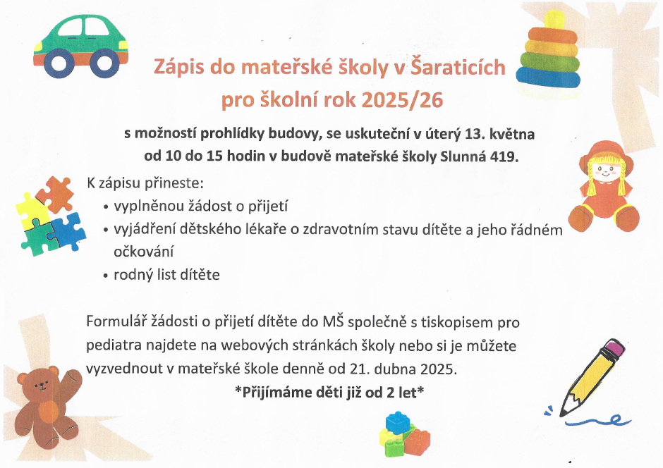 Zápis do MŠ Šaratice